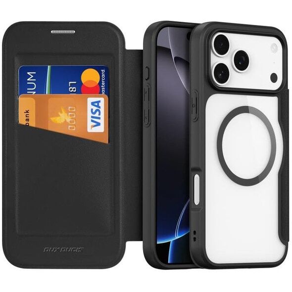 Etui Dux Ducis Skin X Pro na iPhone 17 Pro Max z portfelem, kompatybilne z MagSafe - czarne
