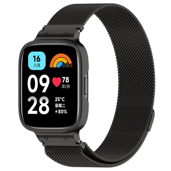 Etui z paskiem Bizon Strap + Case Watch Chain do Xiaomi Redmi Watch 3 Active czarne