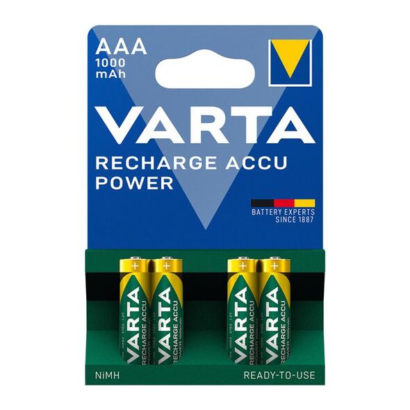 Μπαταρία Επαναφορτιζόμενη Varta AAA 1000mAh NiMH 1.2V Ready2Use Plastic Free (4 τεμ.) 4008496594375 4008496594375 έως και 12 άτοκες δόσεις