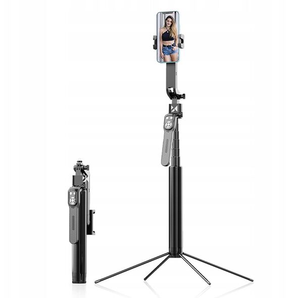 Selfie stick Wozinsky WST-360YS z funkcją statywu z automatycznym śledzeniem twarzy 360° AI sterowanie gestami - czarny