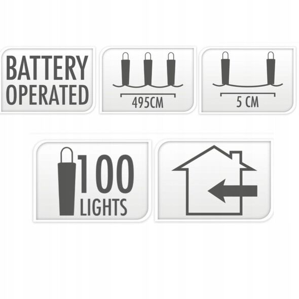 ŁAŃCUCH LED 100L BIAŁY WEWNĘTRZNE 495CMNA BATERIE