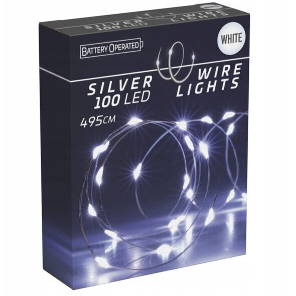 ŁAŃCUCH LED 100L BIAŁY WEWNĘTRZNE 495CMNA BATERIE
