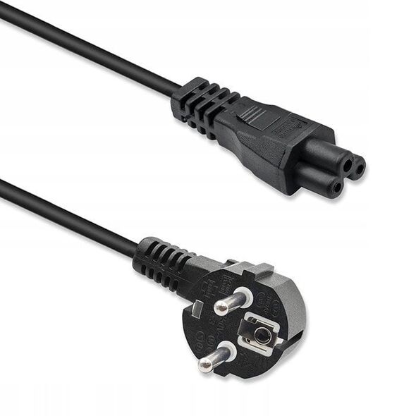 QOLTEC 50458 Kabel zasilający kątowy SCHUKO IEC C5 Koniczynka 3x1.0mm 1.5m