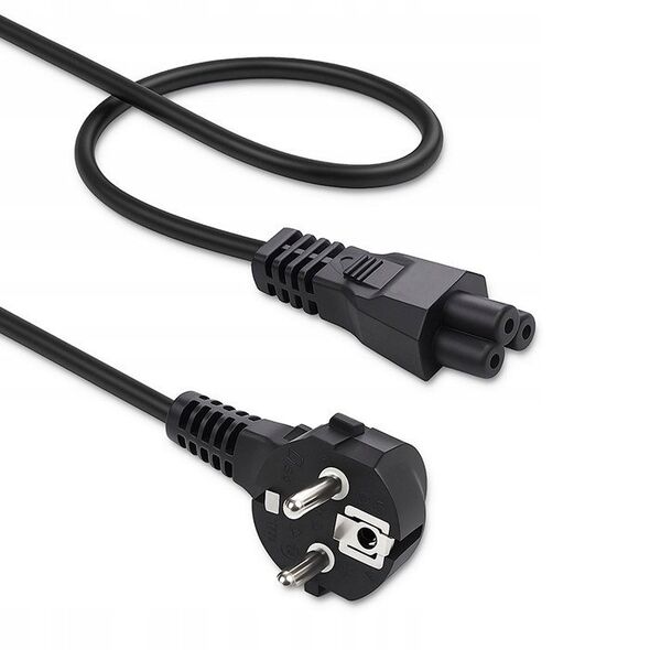 QOLTEC 50458 Kabel zasilający kątowy SCHUKO IEC C5 Koniczynka 3x1.0mm 1.5m