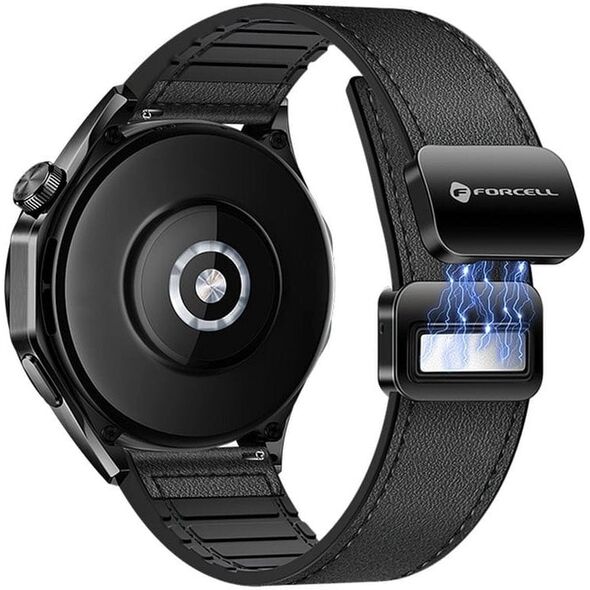 Μαγνητικό λουράκι για Samsung Galaxy Watch FORCELL F-Design FS20 από οικολογικό δέρμα 20 mm μαύρο