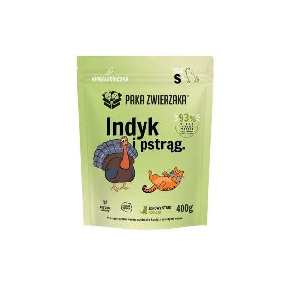 Paka Zwierzaka Indyk z pstrągiem kocięta "S" 400g