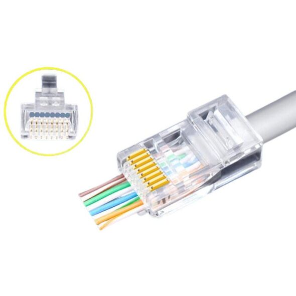 Wtyk RJ45 8P/8C Cat 5e UTP linka/drut przelotowy 50 sztuk
