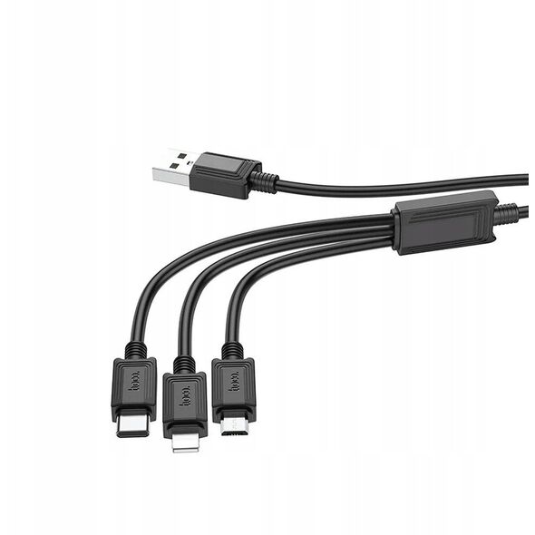 Kabel 3w1 USB A do Lightning / Micro USB / USB C Hoco 2A X74 1 m czarny