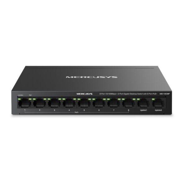 Mercusys 8-Port 10/100 Mbps + 2-Port Gigabit Desktop Switch with 8-Port PoE+ (MS110CMP) (MERMS110CMP) έως 12 άτοκες Δόσεις