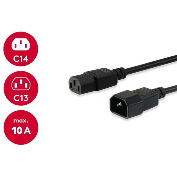 Equip Kaltgeräteverl.-Kabel IEC C14->IEC C13 St/Bu 1.80m Polybeutel