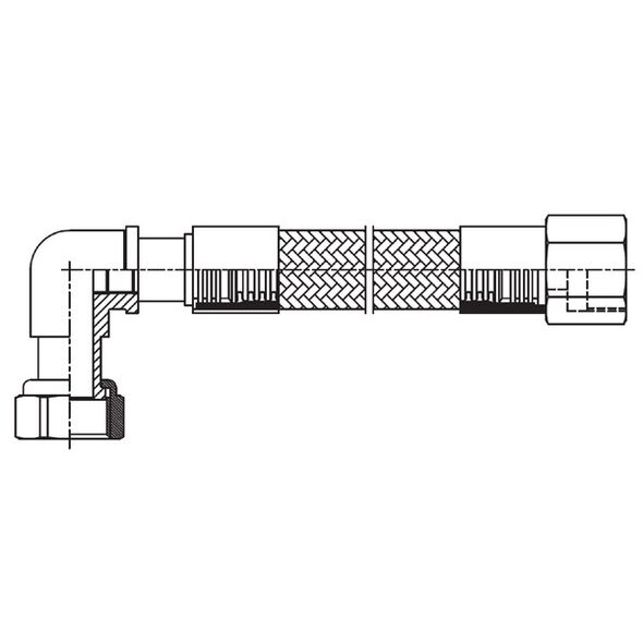 Ferro Wąż do gazu nakrętno-nakrętny 1/2" 0,75m PVC z kolanem (WGK0750)