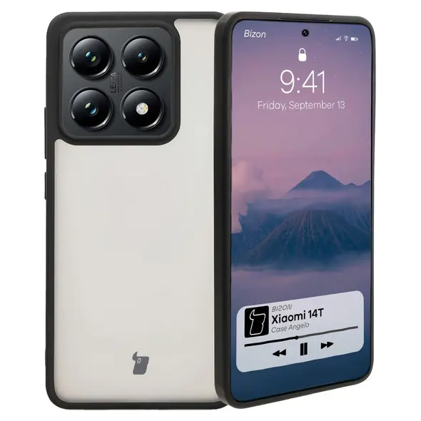 Etui Bizon Case Angelo do Xiaomi 14T przydymione z czarną ramką