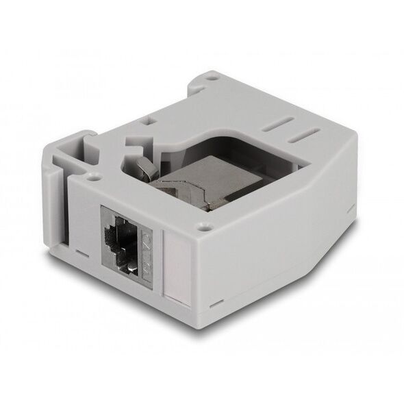 Προσαρμογέας Delock για ράγα DIN με μονάδα Keystone RJ45 θηλυκό σε θηλυκό RJ45, Cat.6A