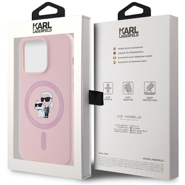 ETUI KARL LAGERFELD SILICONE KARL&CHOUPETTE MAGSAFE DO IPHONE 14 PRO MAX RÓŻOWY