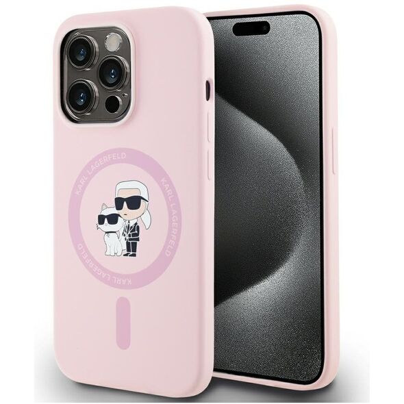 ETUI KARL LAGERFELD SILICONE KARL&CHOUPETTE MAGSAFE DO IPHONE 14 PRO RÓŻOWY