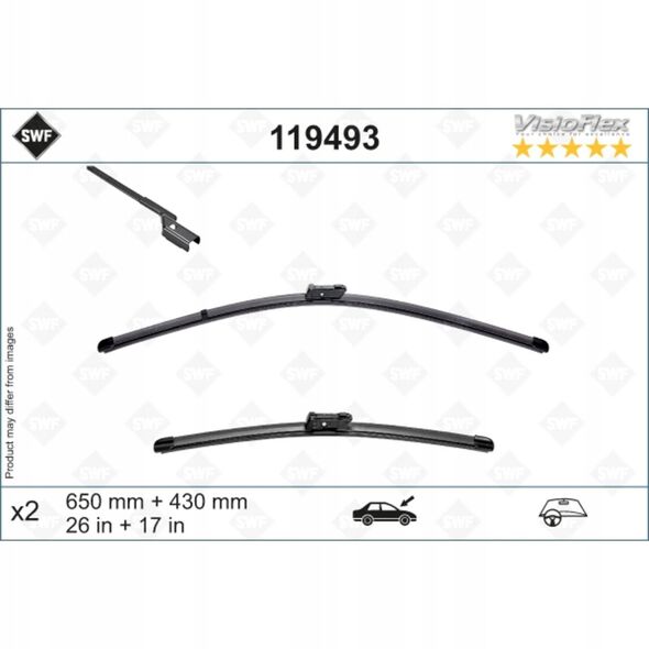 Pióro wycieraczki bezprzegubowe przód ze spojlerem (2szt.) Visioflex 650/430mm pasuje do: DS DS 9, VOLVO EX30, BMW 2 (U06), CUPRA FORMENTOR, PEUGEOT 508 II 09.18