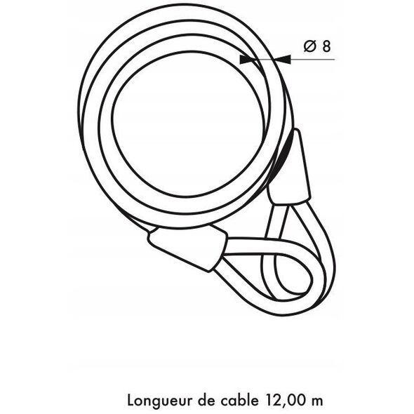 Trosas kabamajai spynai THIRARD Twisty, plieninis, dengtas PVC danga, O8 mm, 12000 mm, 308120