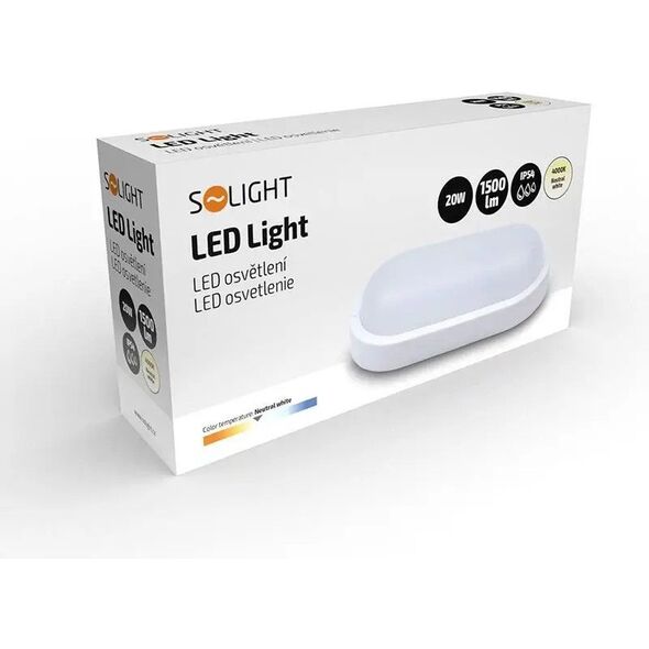 Solight LED venkovní osvětlení oválné, 20W, 1500lm, 4000K, IP54, 26cm