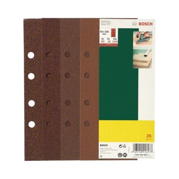 Bosch Bosch 25 Sanding Pads 93x230 8 holes Grit 60-240