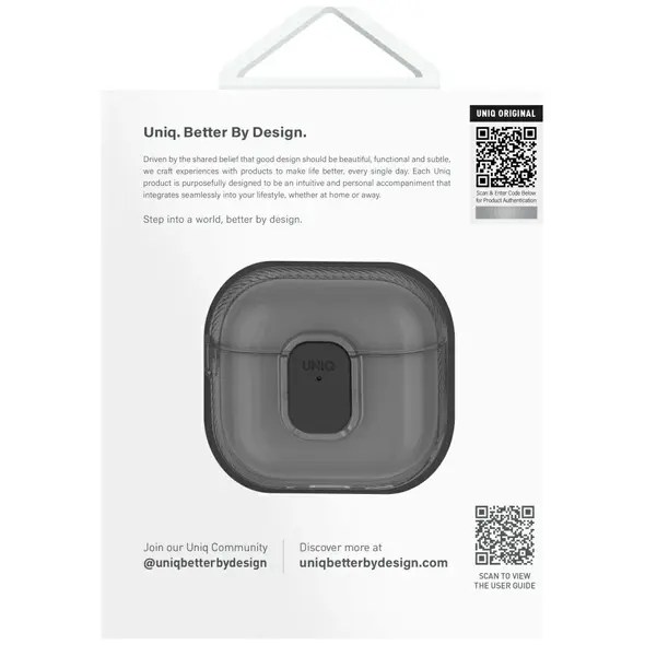 Etui UNIQ Glase Pro do Apple AirPods 4 Lock Case dymny