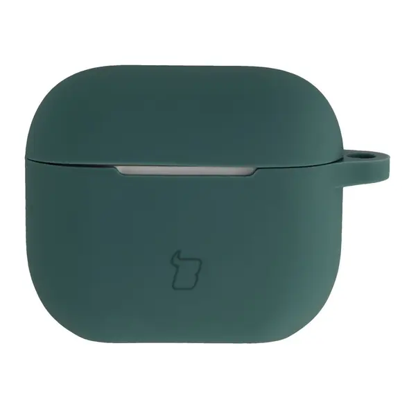 Silikonowe etui z karabińczykiem Bizon Case Headphone Silicone do Apple AirPods 3 ciemnozielone