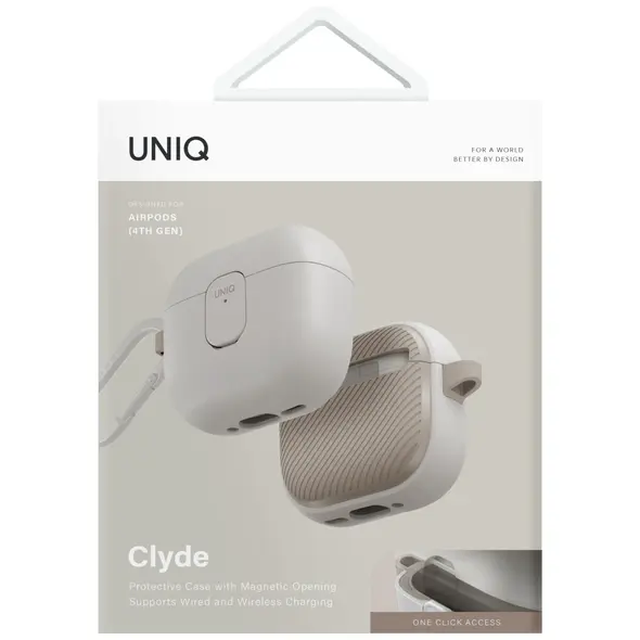 Etui UNIQ Clyde do Apple AirPods 4 Lock Case beżowy