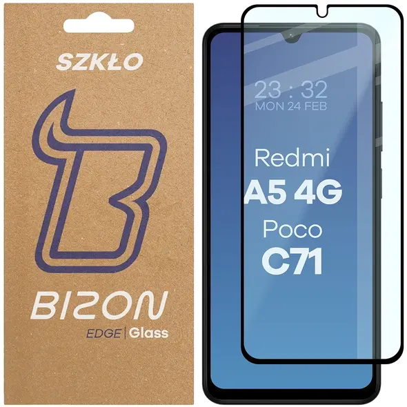 Szkło hartowane Bizon Glass Edge 2 do Xiaomi Redmi A5 4G / Poco C71 czarna ramka