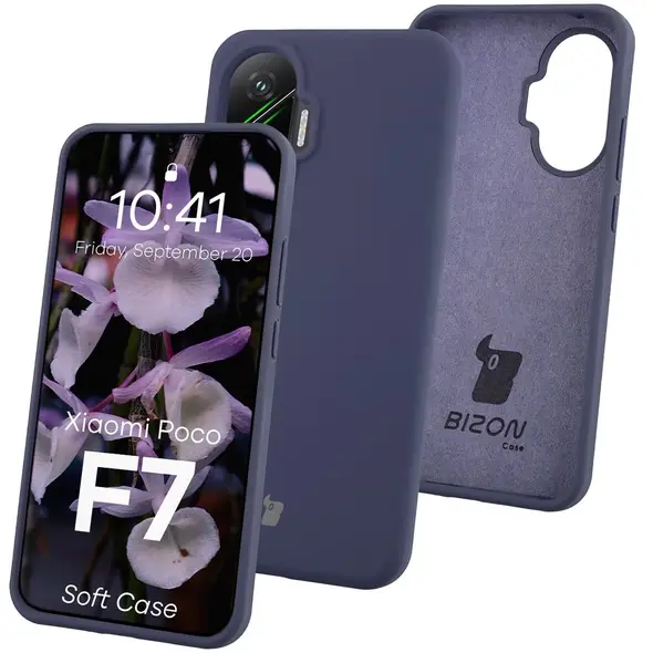 Silikonowe etui Bizon Soft Case do Xiaomi POCO F7 ciemnoniebieskie