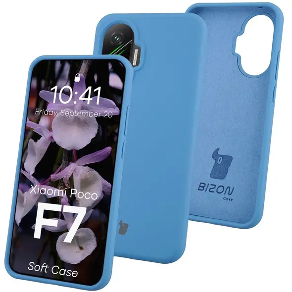 Silikonowe etui Bizon Soft Case do Xiaomi POCO F7 niebieskie