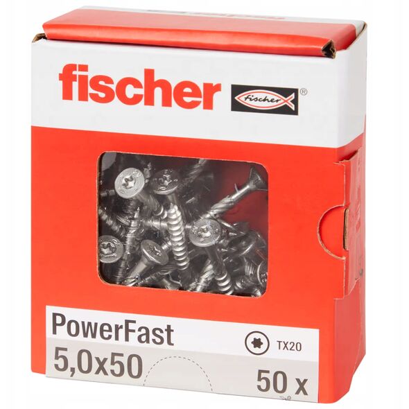 Medsraigciai FISCHER, 5,0 x 50 mm, A2 nerudijantis plienas, TORX, 200 vnt.
