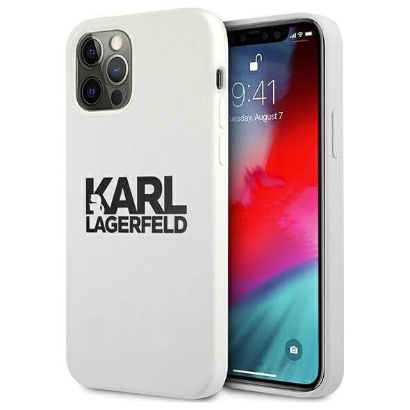 Karl Lagerfeld Karl Lagerfeld KLHCP12LSLKLWH iPhone 12 Pro Max 6,7" Silicone Stack Logo biały/white