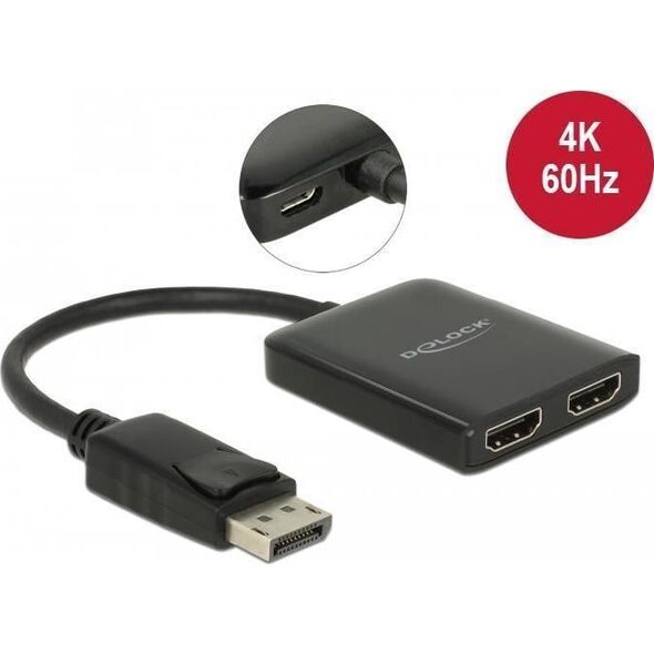 Delock DeLOCK DisplayPort 1.4> 2x HDMI MST splitters, splitters & switches