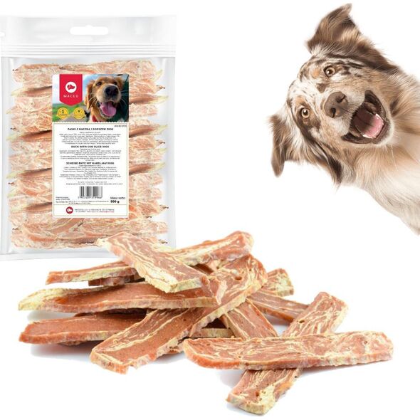 Maced Przysmaki dla Psa MACED PASKI KACZKA I DORSZ 500g