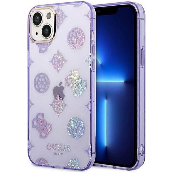 Guess Etui Guess do iPhone 14 Plus 6,7" liliowy/lilac hard case Peony Glitter