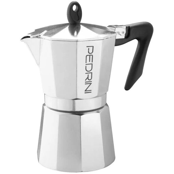 Pedrini Coffee Maker Aluminum 6 Cups silver black (9084-3) (90843)