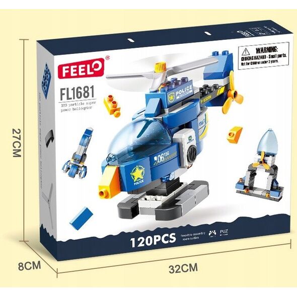 Klocki konstrukcyjne helikopter niebieski 120 elementÃ³w
