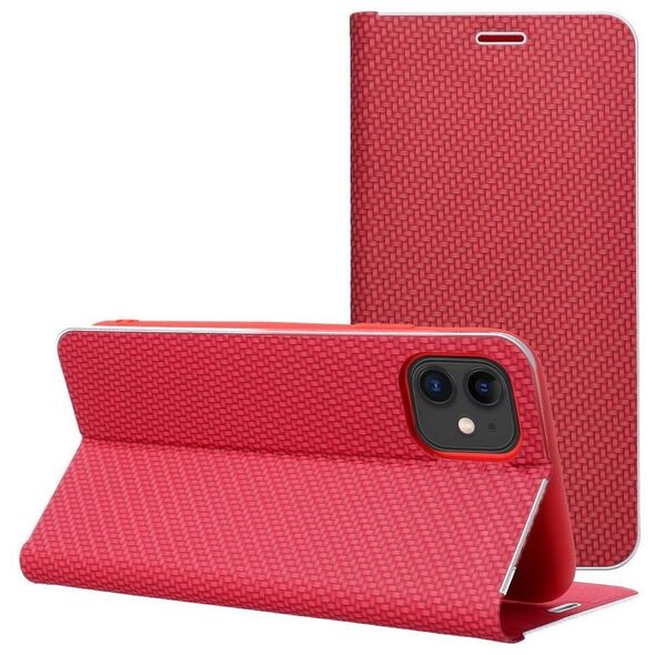 Kabura LUNA Book Carbon do IPHONE 17 Pro czerwony