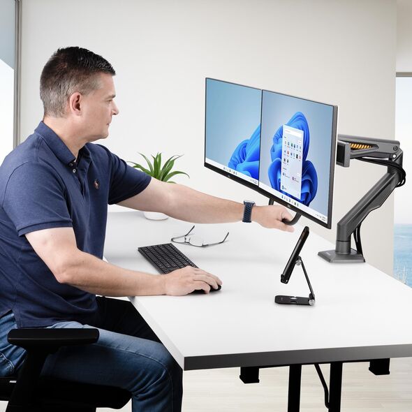 StarTech H2M1AS2-MONITOR-ARM uchwyt / stojak do monitorów 68,6 cm (27") Biurko Czarny
