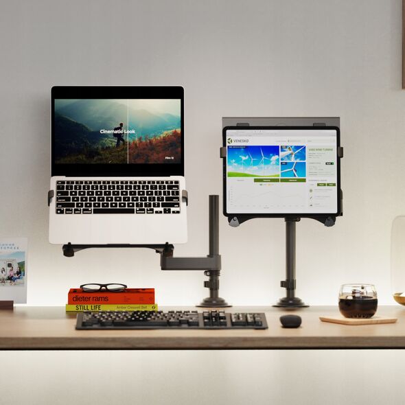 H100-FP Ergonomiczny uchwyt biurkowy do laptopa / monitora Regulacja 3D