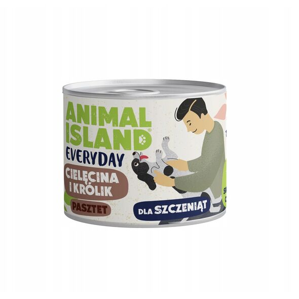 ANIMAL ISLAND Everyday cielęcina i królik dla szczeniąt puszka 185g