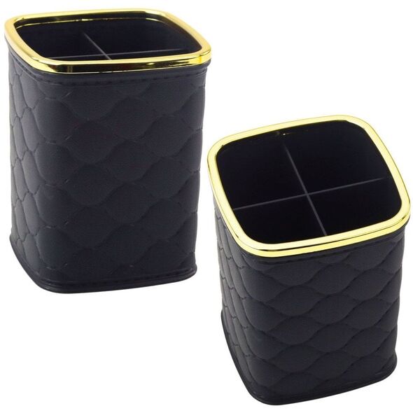 Organizer Pojemnik Na Pędzle Cztery Przegrody Czarny 12 x 9,5cm LEAN