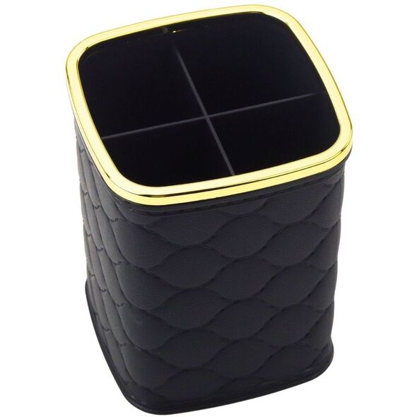 Organizer Pojemnik Na Pędzle Cztery Przegrody Czarny 12 x 9,5cm LEAN