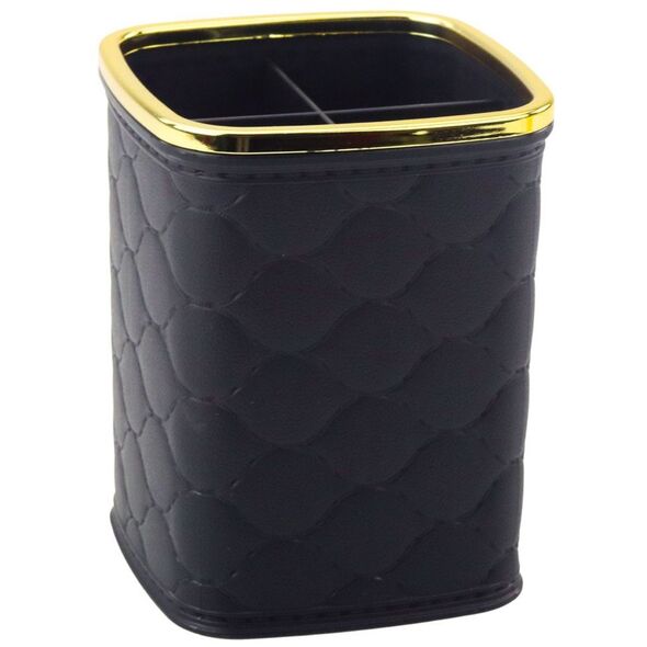 Organizer Pojemnik Na Pędzle Cztery Przegrody Czarny 12 x 9,5cm LEAN