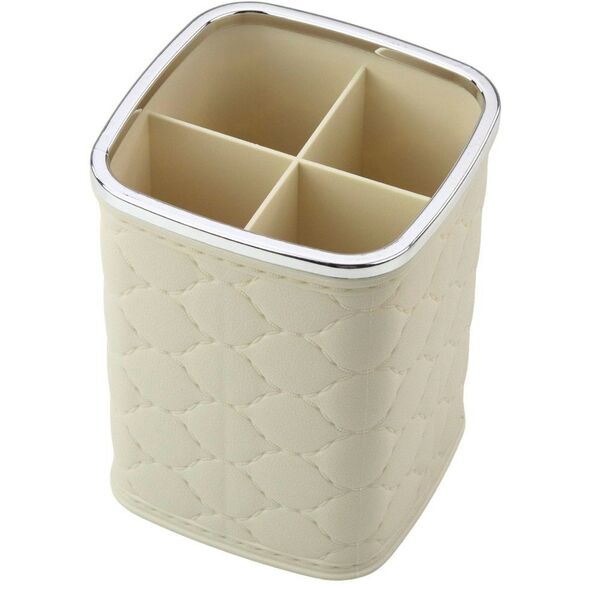 Organizer Pojemnik Na Pędzle Cztery Przegrody Biały 12 x 9,5cm LEAN