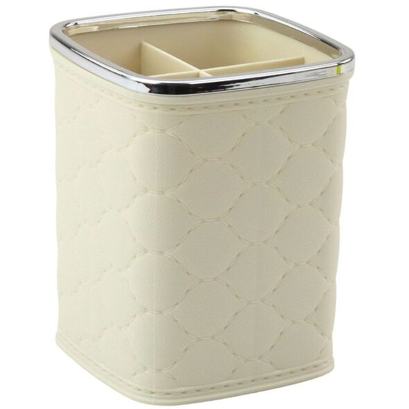 Organizer Pojemnik Na Pędzle Cztery Przegrody Biały 12 x 9,5cm LEAN