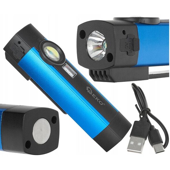 Latarka wielofunkcyjna z magnesem + UV LED COB 5W 2000mAh 300lm IP54 – kartonik wystawowy (12/96)