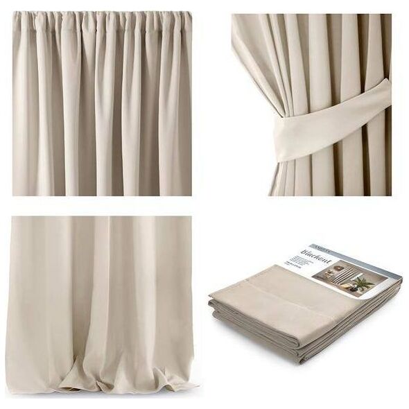 AmeliaHome Zasłona Blackout na taśmie Krem 140X270
