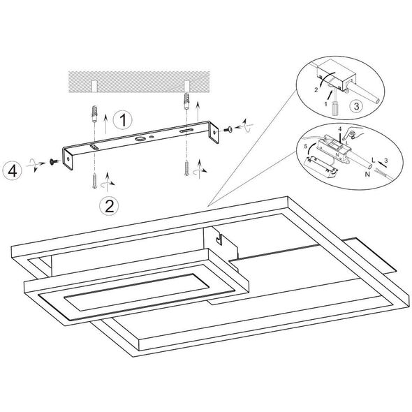 Ledowy plafon Spiro R67862132 RL Light LED 22W 3000K prostokątny czarny