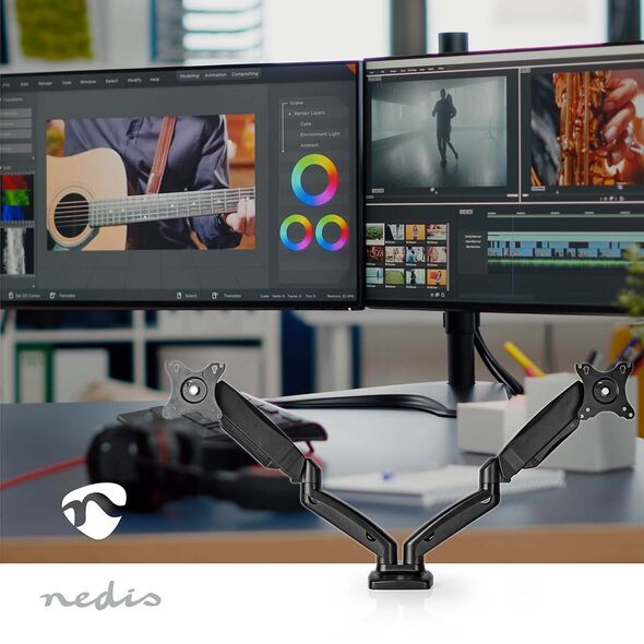Nedis Dual Gas Spring Desk Stand for Two Monitors, with Gas Spring