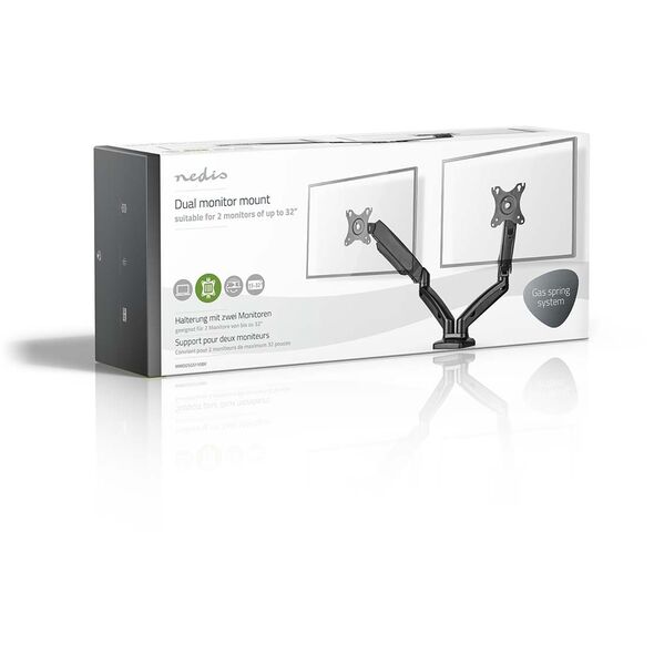 Nedis Dual Gas Spring Desk Stand for Two Monitors, with Gas Spring